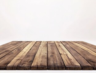 Poster - Rustic wooden planks on white background.