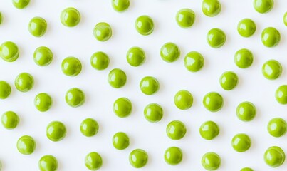 Poster - Scattered fresh green peas on white background. (1)