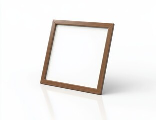 Aufkleber - Empty square wooden frame on white background.