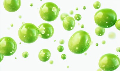 Aufkleber - Abstract green spheres floating on white background.