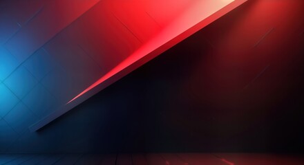 Aufkleber - Abstract gradient design with diagonal layers of red, blue on black background. Geometric patterns suggest modern interior stage design. Vibrant colors, shapes create eye-catching backdrop ideal for
