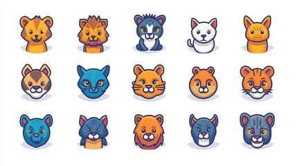 Poster - Cute cartoon animal avatars;  website, app, game design