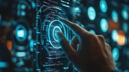 Poster - Hand interacting with futuristic digital interface. (4)