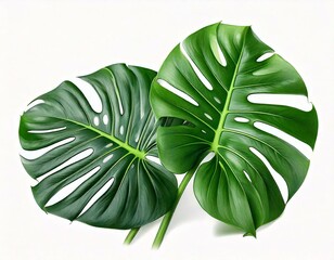  Tropical leaves monstera or monstera leaf isolated on white