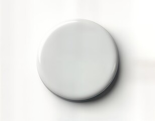 Aufkleber - Blank glossy white badge. Round button shape. Realistic metallic pin badge illustration isolated on white background. Design template for advertising or business. Clean and modern graphic object.