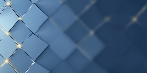 Poster - Abstract blue rhombus pattern with golden lights creating modern background