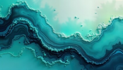 Poster - Abstract teal blue green gradient paint background. Fluid grunge texture creates dynamic look. Modern art with soft colours. Trendy design. Suitable for booklets, decorative elements, posters, as