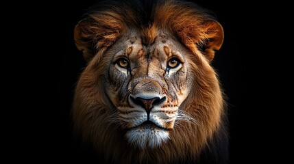 Poster - Majestic lion portrait, dark background, wildlife photography, nature documentary (3)