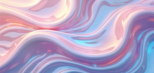 Poster - Abstract iridescent liquid swirls in soft pastel colors. Fluid design with vibrant shimmers, glowing effects. Modern, trendy aesthetic. Possible use for background patterns, textures, phone