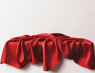 Aufkleber - Red silk draped over a round platform against a white background.