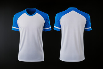 white and blue jersey template for team clubs, jersey sport, front and back, Tshirt mockup sports jersey template design for football soccer, racing, gaming, sports jersey