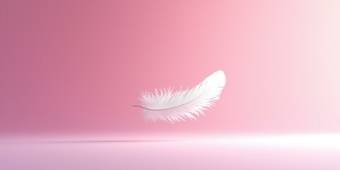 Poster - A single white feather floats gently. AI.