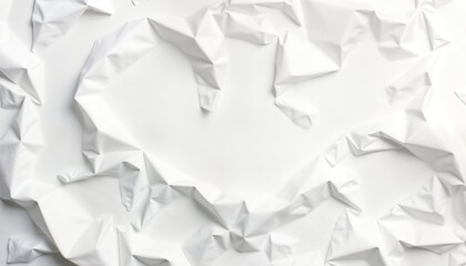 Aufkleber - White crumpled paper on white background. Abstract texture with folds, creases. Minimalist design. Elegant backdrop. Versatile image for branding, design projects. Use for various contexts like