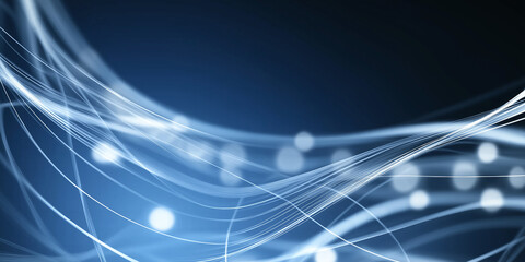 Poster - Abstract blue light trails and glowing dots