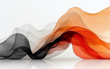 Aufkleber - Abstract orange and black flowing waves on white background.
