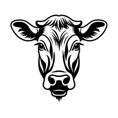 Wall Mural - cow head black lines illustration isolated on white