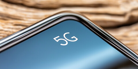 Poster - Close-up of smartphone displaying 5g technology