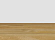 © FIDDA - A flat view of wood-tiled flooring with a smooth, neutral-toned wall. A minimalist design perfect for real estate backgrounds or website use.