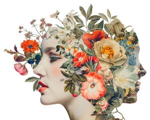 Wall Mural - flower photo woman face.