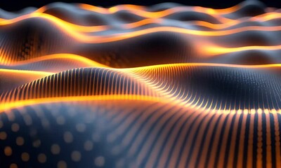 Poster - Abstract glowing waves, dark background, digital art, website design
