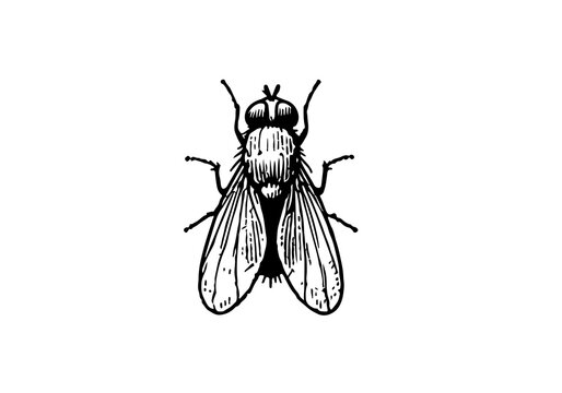 Fruit fly hand drawn Illustration Sketch Vector Isolated