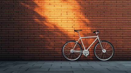 Wall Mural - Minimalist bicycle against a textured brick wall