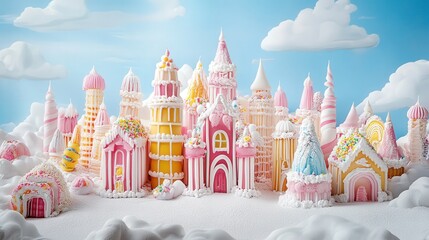 Poster - sweet architectural creation made of candy, complete with detailed confectionery decorations