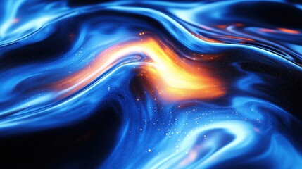 Poster - vibrant dark holographic rainbow swirl background with colorful waves and light reflections ideal fo