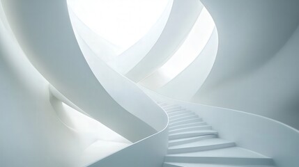 Fototapete - Elegant abstract light technology shapes against a minimalist white background