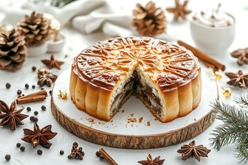 Moon cake for Mid Autumn Festival, Chinese mid autumn festival food.