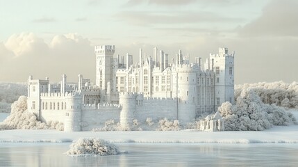 Poster - Clean white surface featuring artistic depictions of Leeds Castle Mansion, capturing the architectural beauty of its historic castle