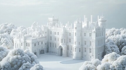 Poster - Clean white surface featuring artistic depictions of Leeds Castle Mansion, capturing the architectural beauty of its historic castle