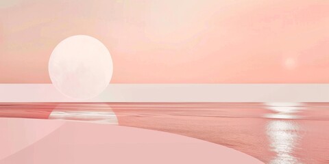 Poster - A contemporary minimalist composition with a soft coral background, Clean lines and subtle geometric shapes, Minimalist graphic art style