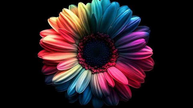 Multicolored dahlia flower isolated on black background. Close up.