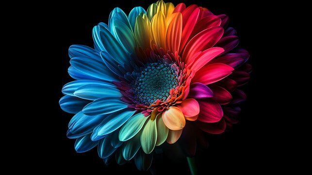 Multicolored dahlia flower isolated on black background. Close up.
