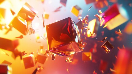 Poster - Abstract cubes in motion with dynamic light streaks, Abstract,Cubes, Motion, Dynamic, Light, Streaks, Futuristic, Technology