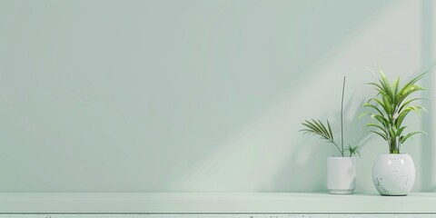 Poster - A crisp minimalist design featuring a pale mint green background, Smooth surfaces and cool tones, Modern minimalist style