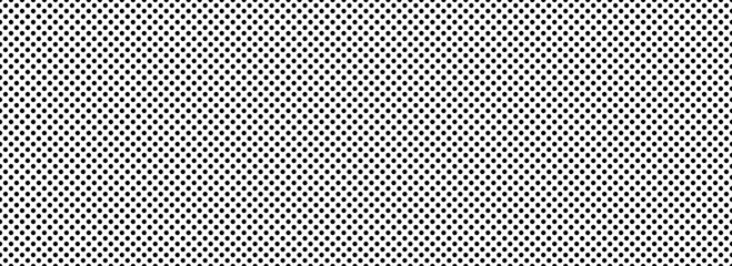 Poster - Seamless dotted repeated texture. Black and white polka dot pattern. Repeating endless dots texture. All over halftone wallpaper. Regular grid background. Vector textile or fabric swatch template