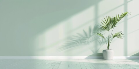 Poster - A crisp minimalist design featuring a pale mint green background, Smooth surfaces and cool tones, Modern minimalist style