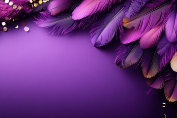Poster - Vibrant Combination of Purple Feathers with Shimmering Golden Accents on an Elegant Background