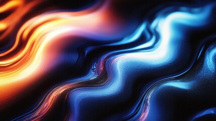 Fototapete - colorful dark holographic background with fluid waves of rainbow lights and patterns for abstract ar