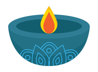 Sticker - Blue diya with flame