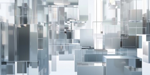 Poster - A digital minimalist composition with a futuristic silver backdrop, Digital elements and minimalist technology, Digital minimalist style