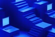 © Iffatjahan - 3D isometric view of blue stairs leading to a glowing computer screen, set against a dark royal background with a futuristic design.