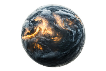 Poster - A swirling globe of clouds and fiery colors, depicting the dynamic beauty of the Earth's atmosphere against a dark background.