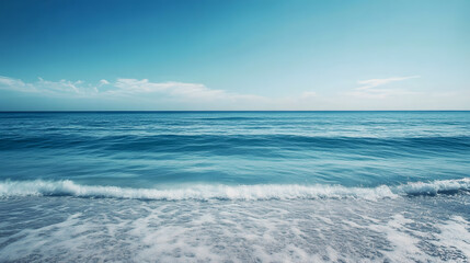 Poster - Serene Seaside View with Gentle Waves and Clear Blue Sky in Horizon : Generative AI