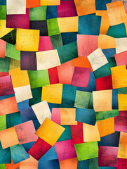 Poster - Vibrant Abstract Collage with Colorful Textured Squares for Creative Artistic Projects : Generative AI