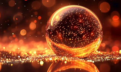 Poster - Fiery Crystal Ball on Glittering Surface