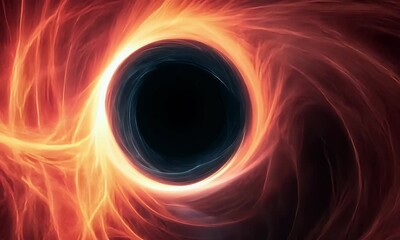Poster - Fiery cosmic swirl, black hole, space background, science