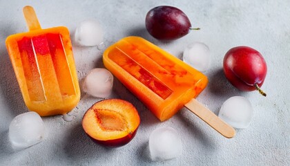 Canvas Print - Refreshing homemade plum popsicles, perfect for a hot summer day!